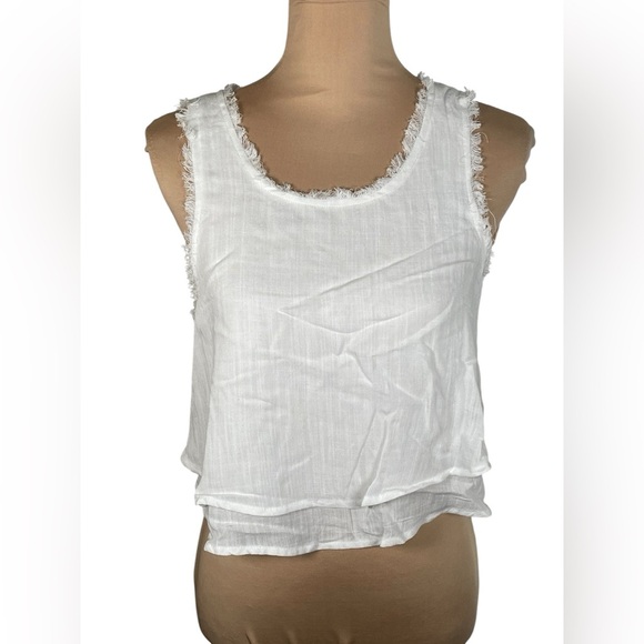 Altar'd State White Frayed Hem Tank Top NWT Medium - Picture 1 of 6